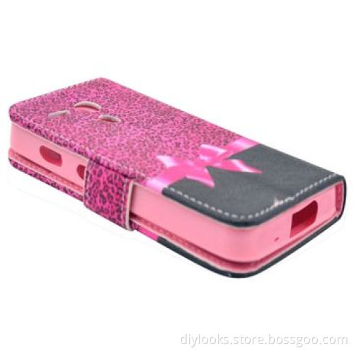 Pink Leopard Texture Leather Case with Credit Card Slots and Holder for Motorola Moto G